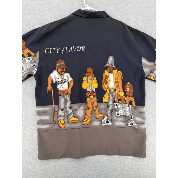 Dino Other - Vtg Dino New York City Flavor Homies Button Mens 3XL Thug Grunge AOP Y2K